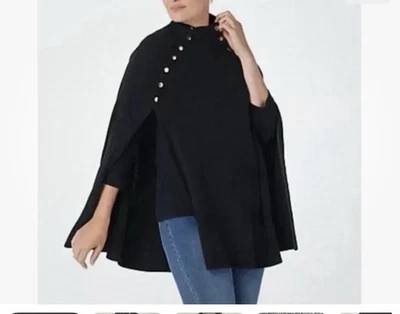 G.I.L.I. Mujer Suéter Capa con Botón Negro Pequeño/XS Cárdigan Top Foto 1 de 4