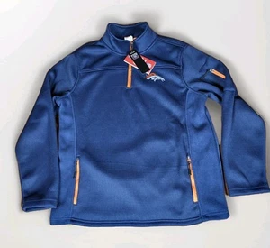 NFL Denver Broncos Blue Orange Quarter Zip Super Soft Pullover Sweatshirt - Picture 1 of 12
