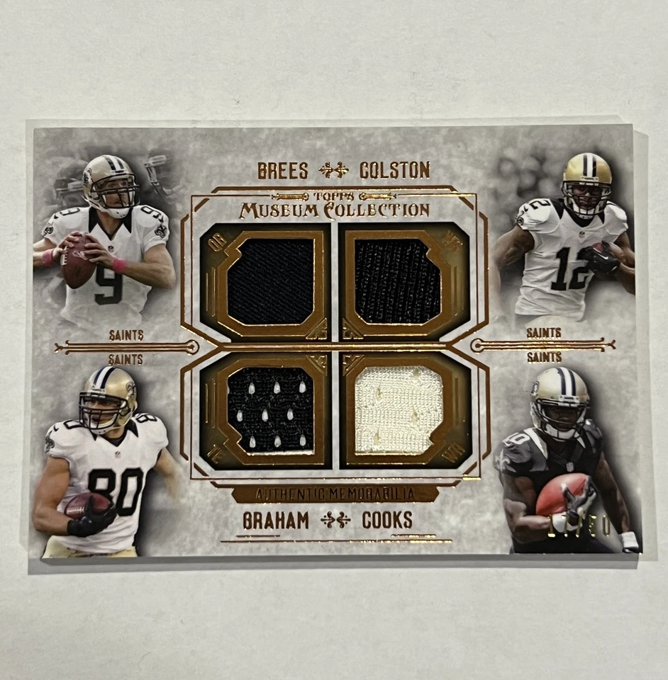 2014 Topps Museum Collection Quad Relics Drew Brees Graham Cooks Colston #’d /50 - Image 1 of 3