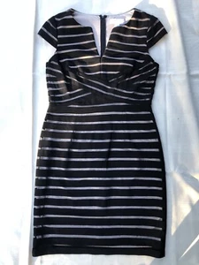Queenspark Dress Size 12 Black Striped Wedding Party Races Funeral - Picture 1 of 6
