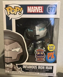 Infamous Iron Man 677 Funko Pop! Marvel GITD PX Previews Comicfest - Imagen 1 de 4