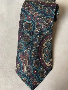 Corbata de seda delgada de cachemira antigua audaz para hombre Boston Traders TRAD hiedra en excelente condición - Imagen 1 de 3