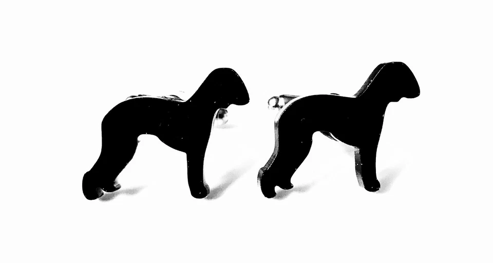 Bedlington Terrier Dog Cufflinks Mens Novelty Dog Shirt Cufflinks In Black - Image 1 of 1