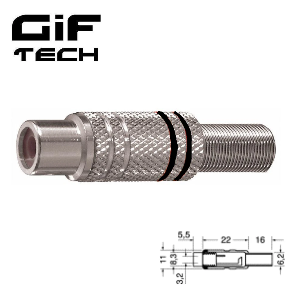 CONNETTORE RCA PRESA FEMMINA ANELLO NERO PHONO A SALDARE PER CAVO PIN SOCKET - Immagine 1 di 1