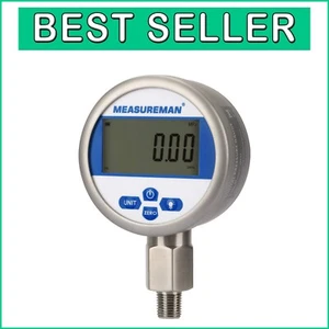 Battery-Powered Digital Pressure Gauge 0-10000psi - Compact Stainless Steel Case - Picture 1 of 11