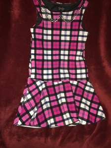^JESSICA SIMPSON  SIZE S  PINK/BLACK/white  DRESS SLEEVELESS BLING     PRE-OWNED - Picture 1 of 6