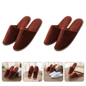 2 pares de pantuflas de algodón engrosado para hombre e invitado para el hogar convenientes - Imagen 1 de 12