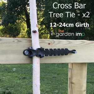 Cross Bar Tree Ties x 2 - Super Soft Rubber Adjustable Strap Plant Stake Support - Picture 1 of 7