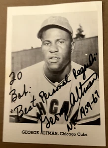 GEORGE ALTMAN AUTOGRAPH B & W PICTURE CHICAGO CUBS TEAM ISSUED 5 X 7 - Picture 1 of 1
