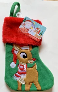 NUEVO Medias de Navidad Rodolph El Reno Nariz Roja Pequeñas Verdes y Rojas - Imagen 1 de 2