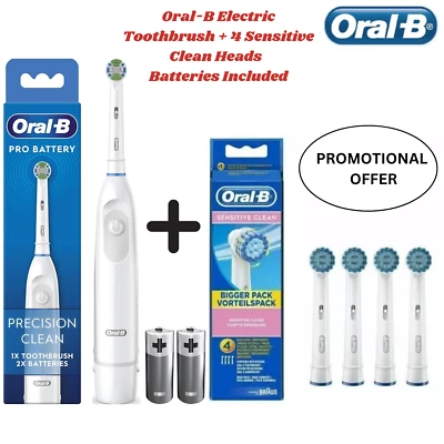 Braun Oral-B Precision Clean Electric Toothbrush + 4x Sensitive Clean Brush Head - Image 1 of 4