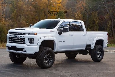 Paintable 20-24 Chevrolet Silverado 2500 3500 Pocket Rivet Fender Flares Set - Image 1 of 4