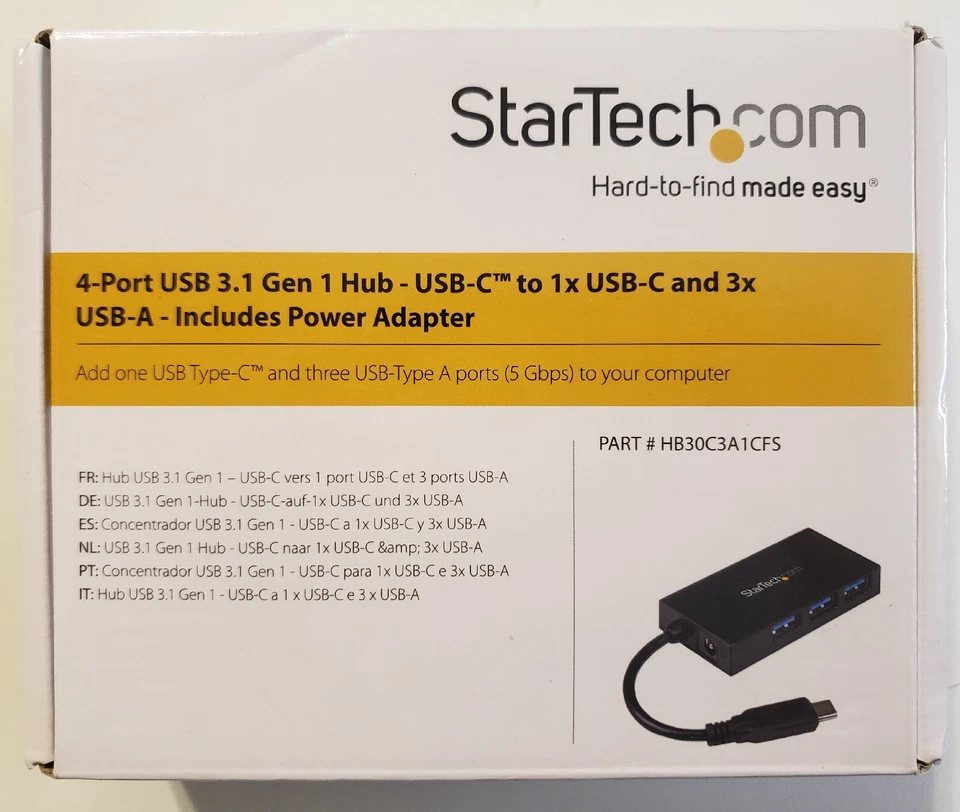 Star Tech 4Port USB 3.1 Gen 1 Hub-USB-C To 1x USB-C and 3x USB-A - Image 1 of 4