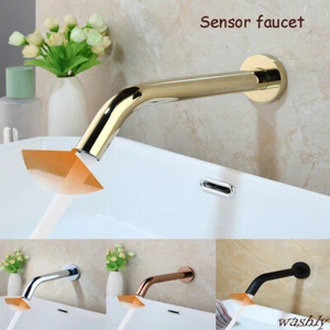Fregadero de baño montado en la pared sensor sin contacto grifo mezclador manos libres grifos de latón - Imagen 1 de 83