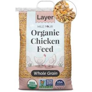 Organic Chicken Feed 16% Protein Whole Grain Non-GMO Corn-Free Chicken Feed 46lb - Picture 1 of 8