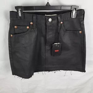 Levis Skirt Women's 25 Black Icon Jean Denim Button Cutoff Outdoor Pockets New - Picture 1 of 10