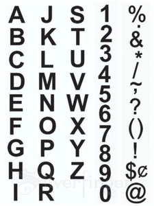 "Calcomanías de pared de vinilo negras 256 pegatinas de etiquetas de letras + números de vinilo de 1""" - Imagen 1 de 12