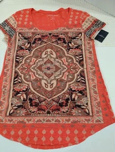 Damen Lucky Brand Bohemian Koralle Geometrischer U-Ausschnitt Größe M - Bild 1 von 7