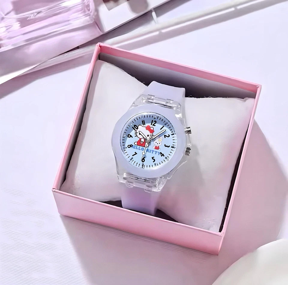 Reloj analógico para niños Hello Kitty iluminado con correa de silicona - púrpura Foto 1 de 1