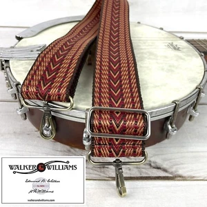 Walker And Williams HBAN-34 Vintage Style Earthy Reds Woven Cotton Banjo Strap - Picture 1 of 8