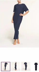 SKIMS Ringer Ribbed Knit Short Sleeve Relaxed Fit T-Shirt Maxi Dress Navy size S - Picture 1 of 7