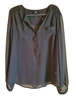 Blusa Willi Smith Lunares Transparente Para Mujer Talla XL Negra Botón Manga Larga  Foto 1 de 4