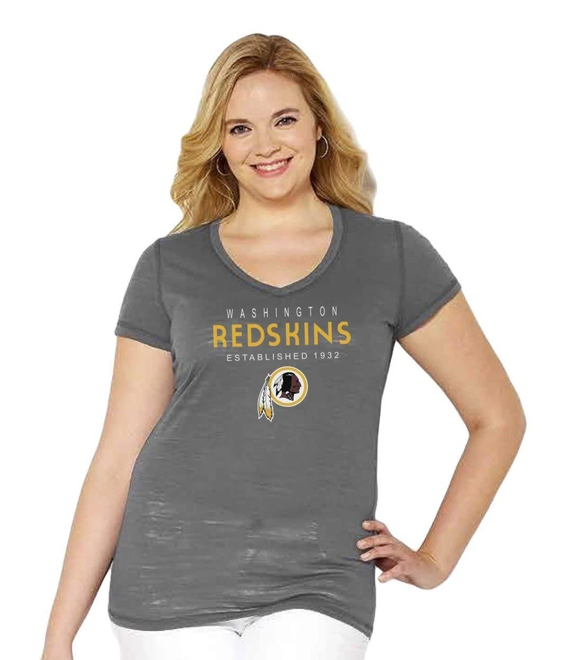 NFL Womens Curvy V-Neck Short Sleeve Tee Shirt -Plus Sizes 1X-3X MOST TEAMS - Image 1 of 1