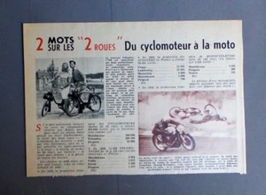 PUB PUBLICITE ANCIENNE ADVERT CLIPPING 091017 / 2 ROUES DU CYCLOMOTEUR A LA MOTO - Picture 1 of 1