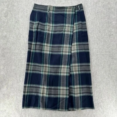 Falda envolvente Eddie Bauer de colección para mujer talla 20 ALTA a cuadros maxi larga azul verde Foto 1 de 4