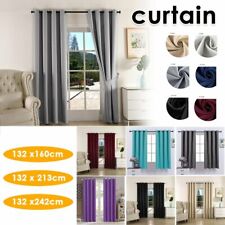 2X Blockout Curtains Curtain Blackout Bedroom Window Eyelet Draperies Pair
