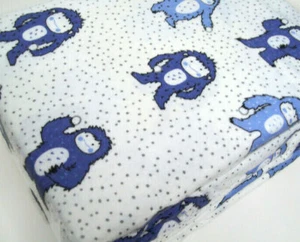 Modern Southern Home Blue Yeti Abominable Snowman Cotton Flannel Twin Sheet Set - Picture 1 of 4