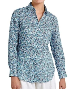 SPORTSCRAFT Liberty Fabrics Kaylie linen shirt sz 16 / side splits floral - Picture 1 of 11