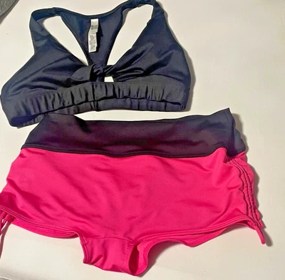Usado en Excelente Condición Victorias Secret Hit ROSA Bikini M Negro Sujetador Deportivo Gimnasio a Natación Pantalones Cortos Conjunto Foto 1 de 4