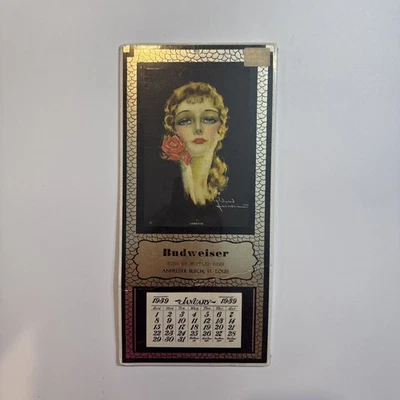 复古 1939 年 Anheuser Busch 百威日历 Loretta 密封  — 第 1/4 张图片