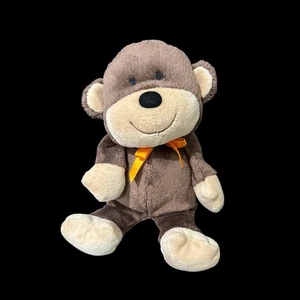 Carter's Brown Tan Monkey Plush Stuffed Animal Orange Bow 8" 2009 Bean Bag 11590 - Picture 1 of 9