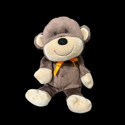Carter's Brown Tan Monkey Plush Stuffed Animal Orange Bow 8" 2009 Bean Bag 11590 - Image 1 of 4