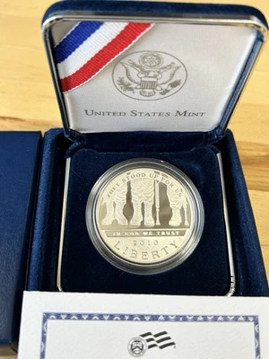 2010 American Veterans Disabled for Life Silver Dollar Proof Coin w Box and COA - Image 1 of 4