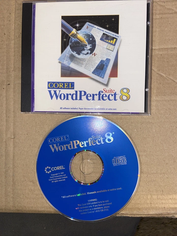 CD-ROM Corel WORDPERFECT 8 Suite IBM PC Computer Software QUATTRO PRO Office - Image 1 of 4