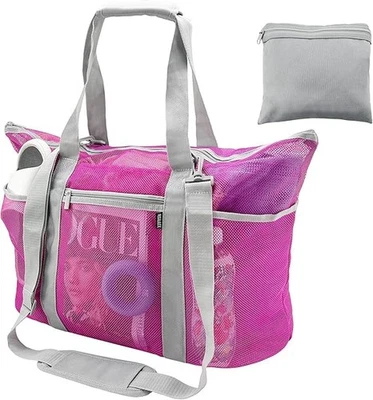 Пляжная сумка сетки пляжные сумки с 9 карманами большой пляж сумки для женщин, мужчин - Изображение 1 из 4