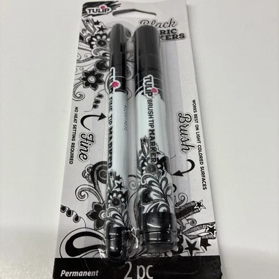 Fabric Markers 2 Piece, Black, Fine Tip and Brush Tip Permanent - Изображение 1 из 2