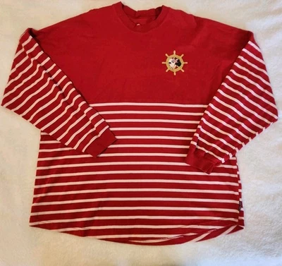 Camiseta Disney Cruise Line Spirit Minnie Roja Blanca Brillo Marinero Rayas XL  Foto 1 de 4
