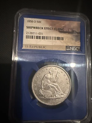 1858-O UNC! Seated Liberty Half Dollar SS Republic Shipwreck NGC Uncirculated! - Image 1 of 4