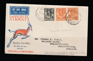 Nordrhodesien vz 1932 MPIKA/NAIROBI Abschnitt, MPIKA-Cds, es liegt ein Zettel vor - Bild 1 von 2