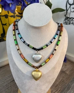 Ladies Necklace Choker Anodised Unisex Aluminium Beads Ø14mm Rainbow Bracelet - Picture 1 of 12