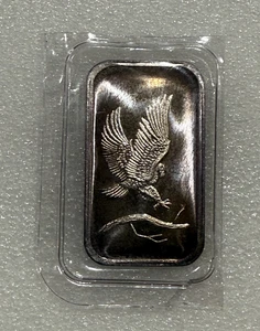 Vintage Flying Eagle on Branch ~ 1 oz .999 Silver Bar ~ Blueberry Toned ~ Sealed - Picture 1 of 3