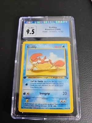 Krabby Pokémon Card 1999 First Edition CGC Graded 10 9.5 - Image 1 of 2