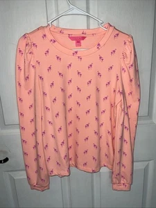Lilly Pulitzer Sweatshirt Größe Small orange Flamingo-Print Puffärmel - Bild 1 von 7