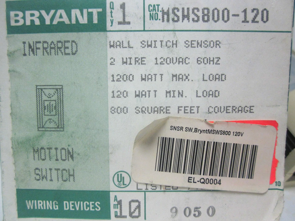 * NUEVO INTERRUPTOR DE MOVIMIENTO INFRARROJO BRYANT CAT No. MSWS800-120.......MM-768 Foto 1 de 2