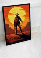 COWBOY POSTER WILD WEST AMERICAN FRONTIER SUNSET ART PRINT - A3- A4 SIZE