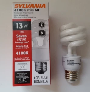 SYLVANIA 13W 120V Mini Twist E26 CFL Light Bulb - Picture 1 of 1